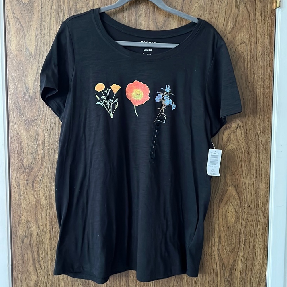 Black Spring Floral Tee